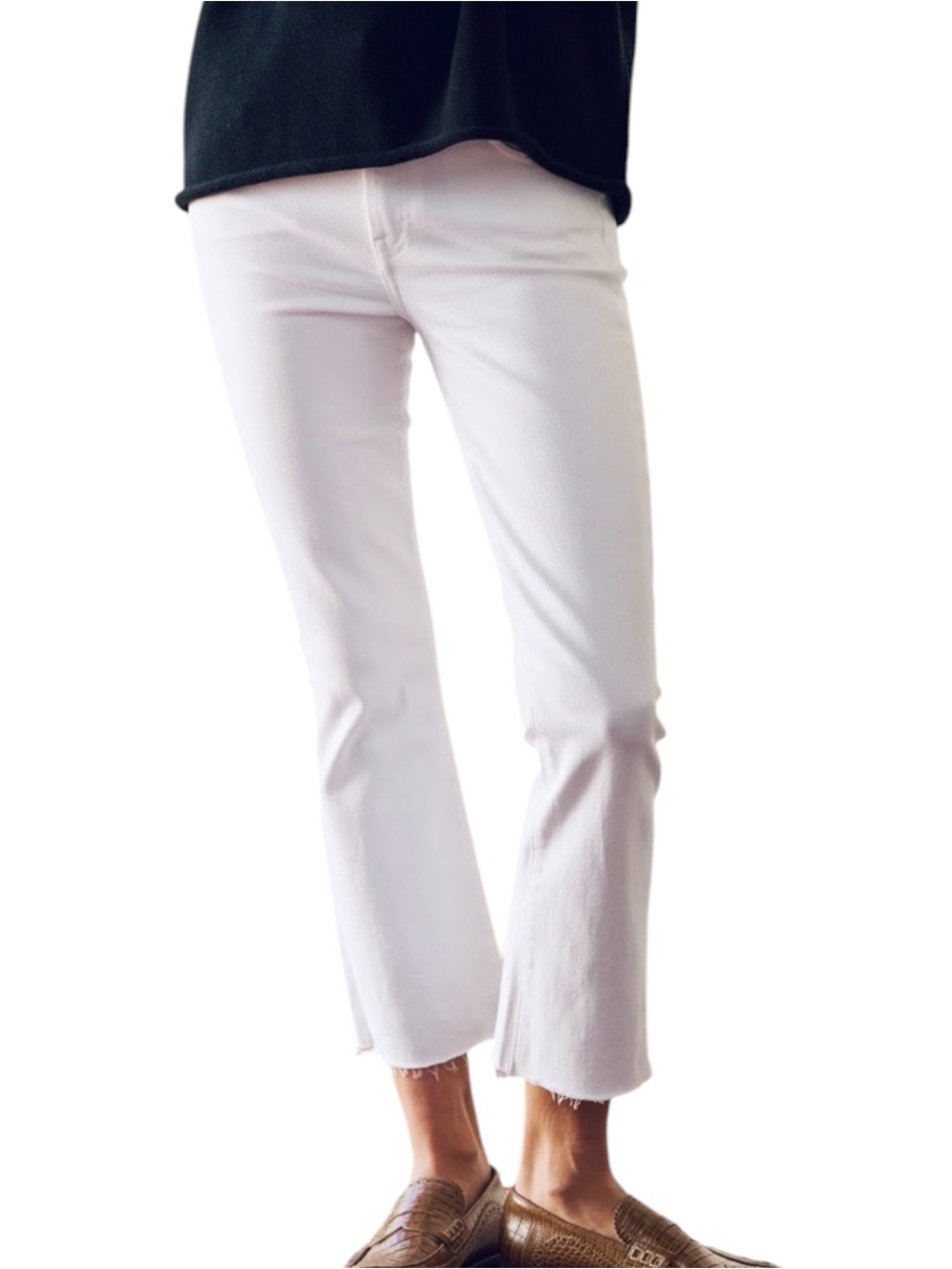 Frank &‎ Eileen Killian Crop Flare Jeans Size 25 Italian Power Stretch White